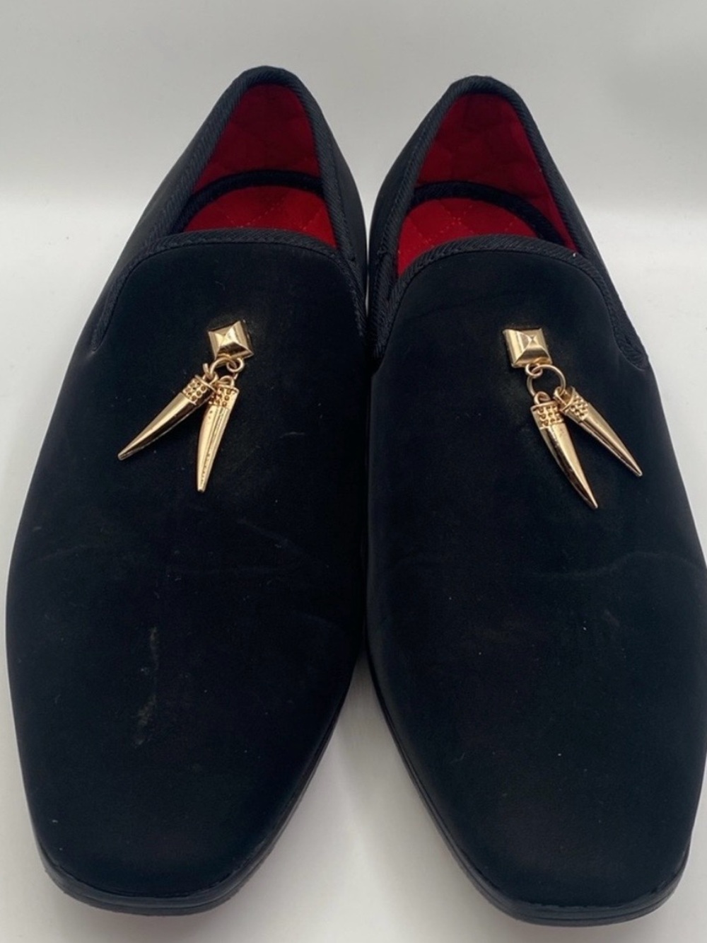 Milano Black Suede Slip-On Loafers with Gold Tassel Charms